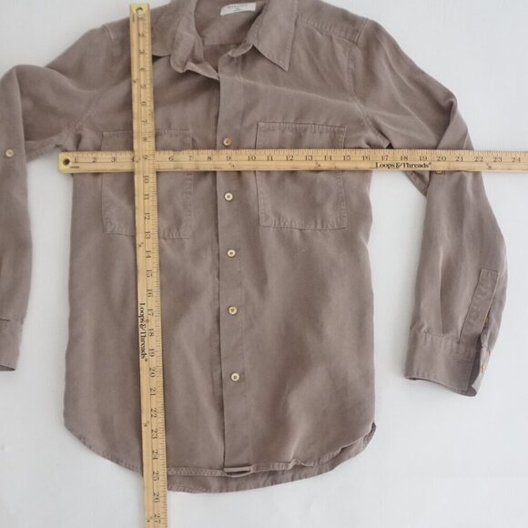 Aritzia Babaton Taupe Utility Pocket Button Down Dress Shirt 2XS - Picture 4 of 11